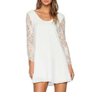 LOVERS & FRIENDS White Lace Long Sleeve Mini Dress